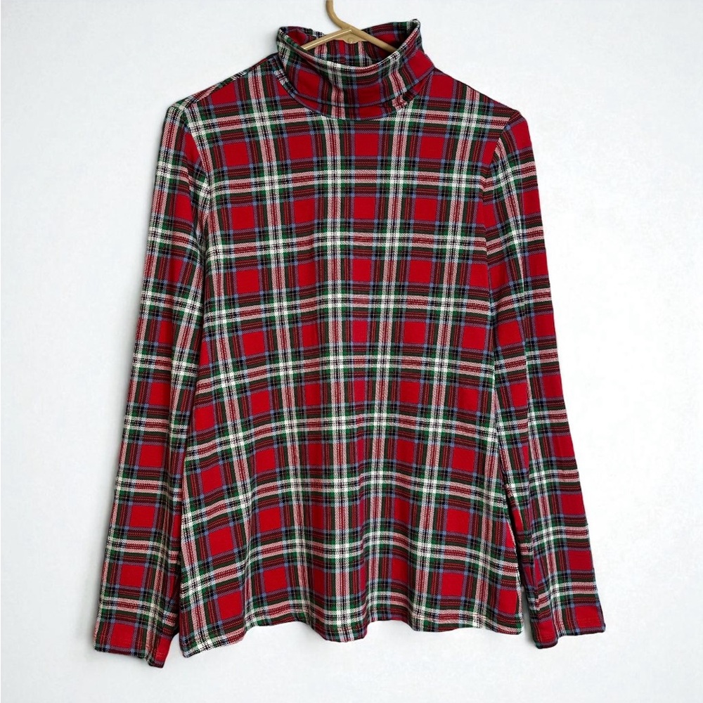 Lands End Plaid Long Sleeve Layering Turtleneck Shirt Christmas Holidays